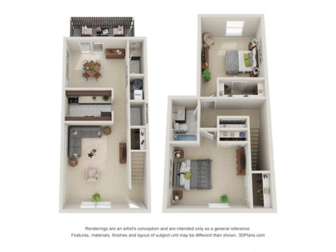 Floor plan for 2 beds, 1.5 baths, 1173 sqft